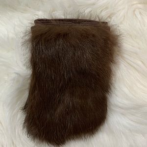 Fingerless kid leather and real rabbit fur gloves